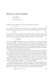 Sistemi con massa variabile