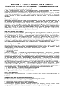 Hegel scheda di sintesi sullo sviluppo della “Fenomenologia dello