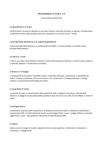 PROGRAMMA DI FISICA 3 A Le grandezze e il moto I principi della
