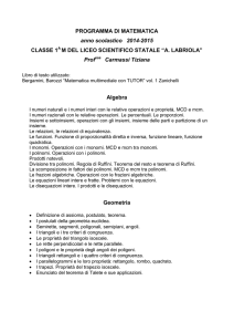 PROGRAMMA DI MATEMATICA anno scolastico 2014