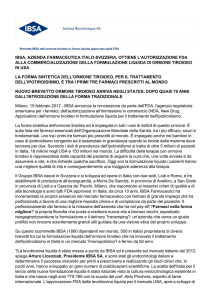 IBSA, AZIENDA FARMACEUTICA ITALO