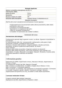 Biologia Applicata Settore scientifico