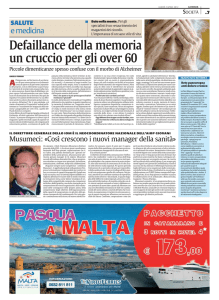 Defaillance della memoria un cruccio per gli over 60