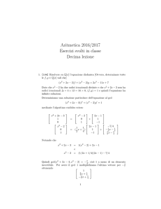 Aritmetica 2016/2017 Esercizi svolti in classe Decima lezione