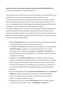 Sintesi del Tavolo di lavoro sulle residenze universitarie del FORUM