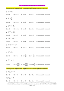TEST EQUAZIONE ESPONENZIALE E LOG