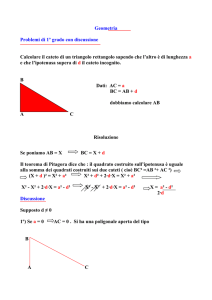 Geometria Problemi di 1º grado con discussione Calcolare il cateto