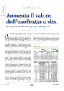 Aumenta il valore dell`usufrutto a vita