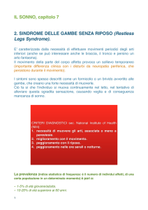 IL SONNO, capitolo 7 2. SINDROME DELLE GAMBE SENZA RIPOSO