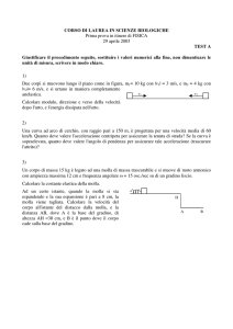 CORSO DI LAUREA IN SCIENZE BIOLOGICHE Prima prova in