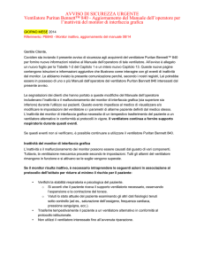 AVVISO DI SICUREZZA URGENTE Ventilatore Puritan Bennett
