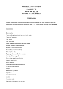 INGLESE DOCENTE: Benedetta CASELLA PROGRAMMA