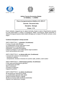 UNITA` DIDATTICA 1 La Biosfera (6 settimane) UNITA` DIDATTICA 2