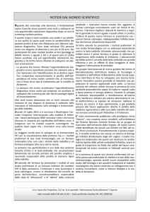 NOTIZIE DAL MONDO SCIENTIFICO