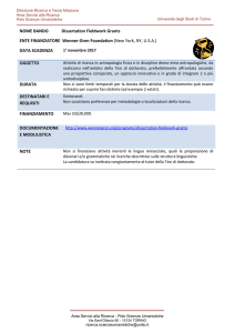 NOME BANDO Dissertation Fieldwork Grants ENTE FINANZIATORE