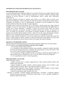 INFORMATIVA INDAGINE DI RISONANZA MAGNETICA