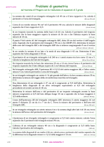 Problemi sul teorema di Pitagore risolubili con equazioni di primo