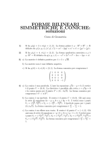 FORME BILINEARI SIMMETRICHE E CONICHE: soluzioni