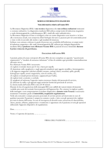 La Risonanza Magnetica (RM) - IRCCS, Centro Neurolesi “Bonino