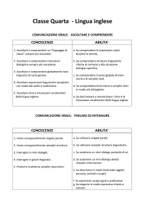 Classe Quarta - Lingua inglese
