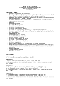 Programma DIRITTO COMMERCIALE 12 CFU