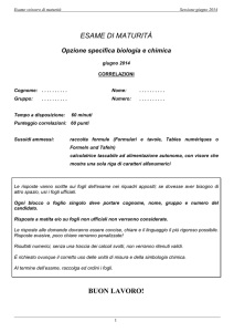 Biologia e chimica CORRELAZIONI opzione specifica