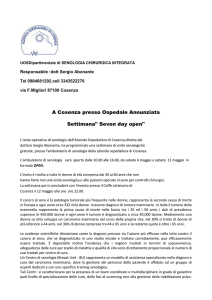 A Cosenza presso Ospedale Annunziata Settimana" Seven day open"