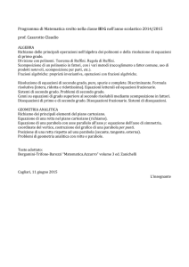 Programma di Matematica svolto nella classe III G nell`anno