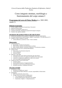 Corso integrato struttura, morfologia e funzionamento del corpo