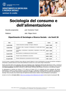 Sociologia del consumo e dell`alimentazione