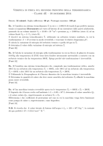 Verifica di fisica sul secondo principio della