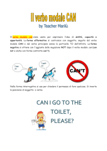 Il verbo modale can viene usato per esprimere l`idea di abilità