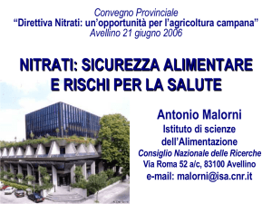 NITRATI: SICUREZZA ALIMENTARE e RISCHI PER