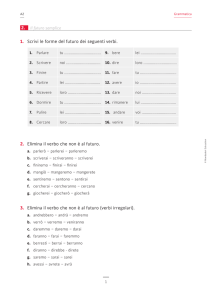 1. Scrivi le forme del futuro dei seguenti verbi. 2. Elimina il verbo che