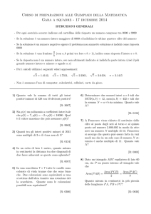 Corso di preparazione alle Olimpiadi della Matematica Gara a