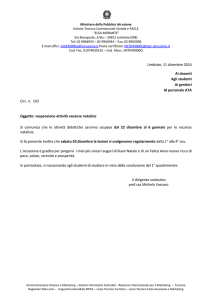 sospensione vacanze natalizie - ITC e PACLE Elsa Morante Limbiate