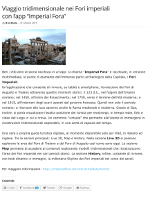 Viaggio tridimensionale nei Fori imperiali con l`app “Imperial Fora”