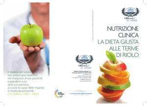 NUTRIZIONE CLINICA LA DIETA GIUSTA ALLE TERME DI RIOLO