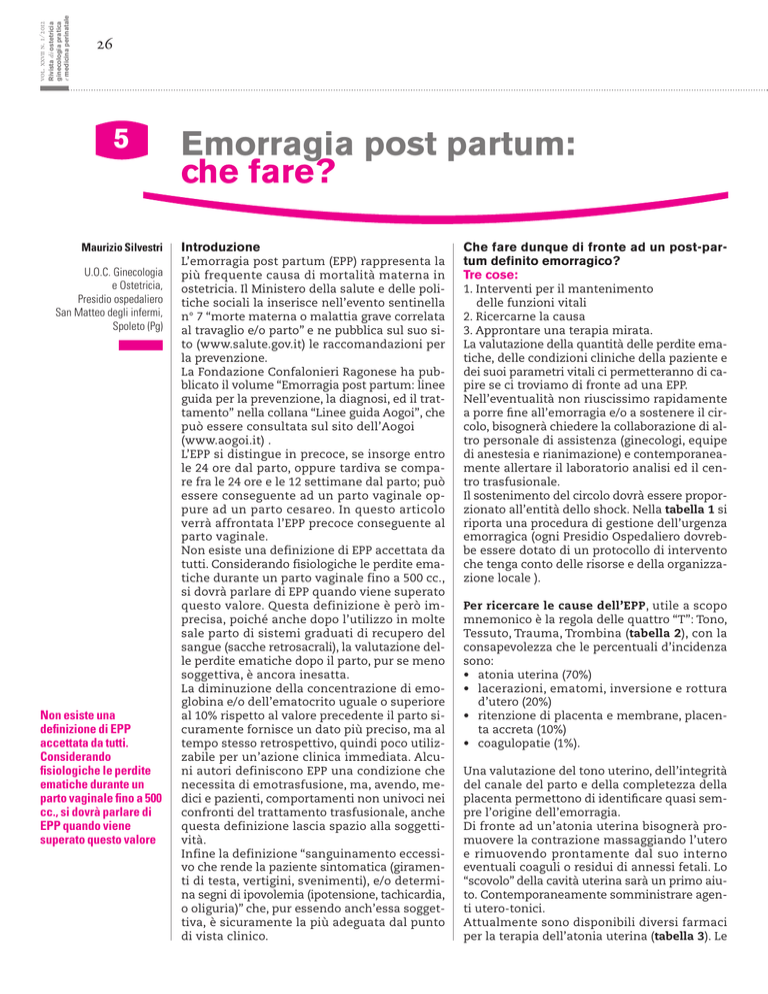 Emorragia Post Partum: Che Fare?