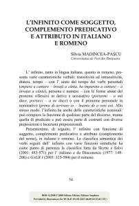 L`infinito come soggetto, complemento predicativo e