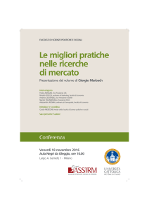 Le migliori pratiche nelle ricerche di mercato FACOLTÀ DI SCIENZE