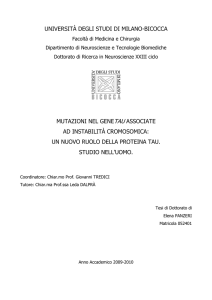 università degli studi di milano-bicocca mutazioni nel genetau