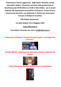 Presentiamo l`elenco aggiornato, degli Ospiti, Musicisti, Artisti