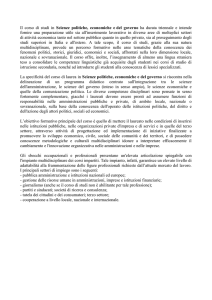 Il corso di studi in Scienze politiche, economiche e del governo ha