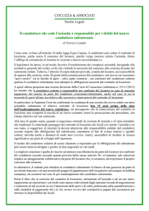 Il conduttore che cede l`azienda è responsabile per i debiti del