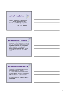 Lezione 1- Introduzione Statistica medica e Biometria Statistica