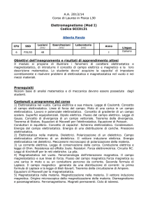 A.A. 2013/14 Corso di Laurea in Fisica L30 Elettromagnetismo (Mod