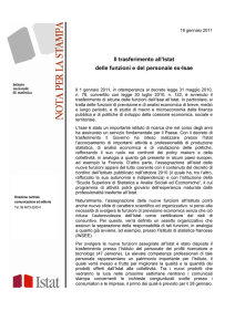 Il trasferimento all`Istat delle funzioni e del personale ex-Isae