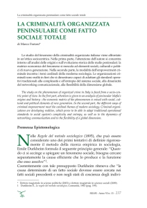 La criminalità organizzata peninsulare come fatto sociale totale