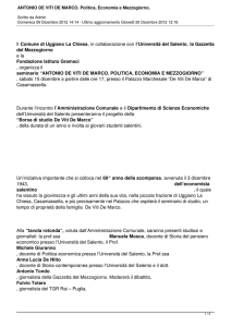 ANTONIO DE VITI DE MARCO. Politica, Economia e Mezzogiorno.